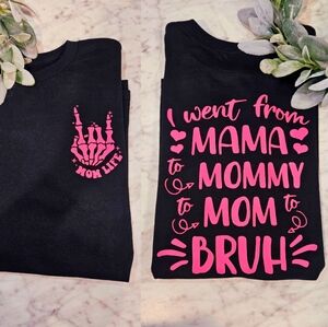 Mama shirt mommy mom bruh humor funny black and pink short sleeve tshirt